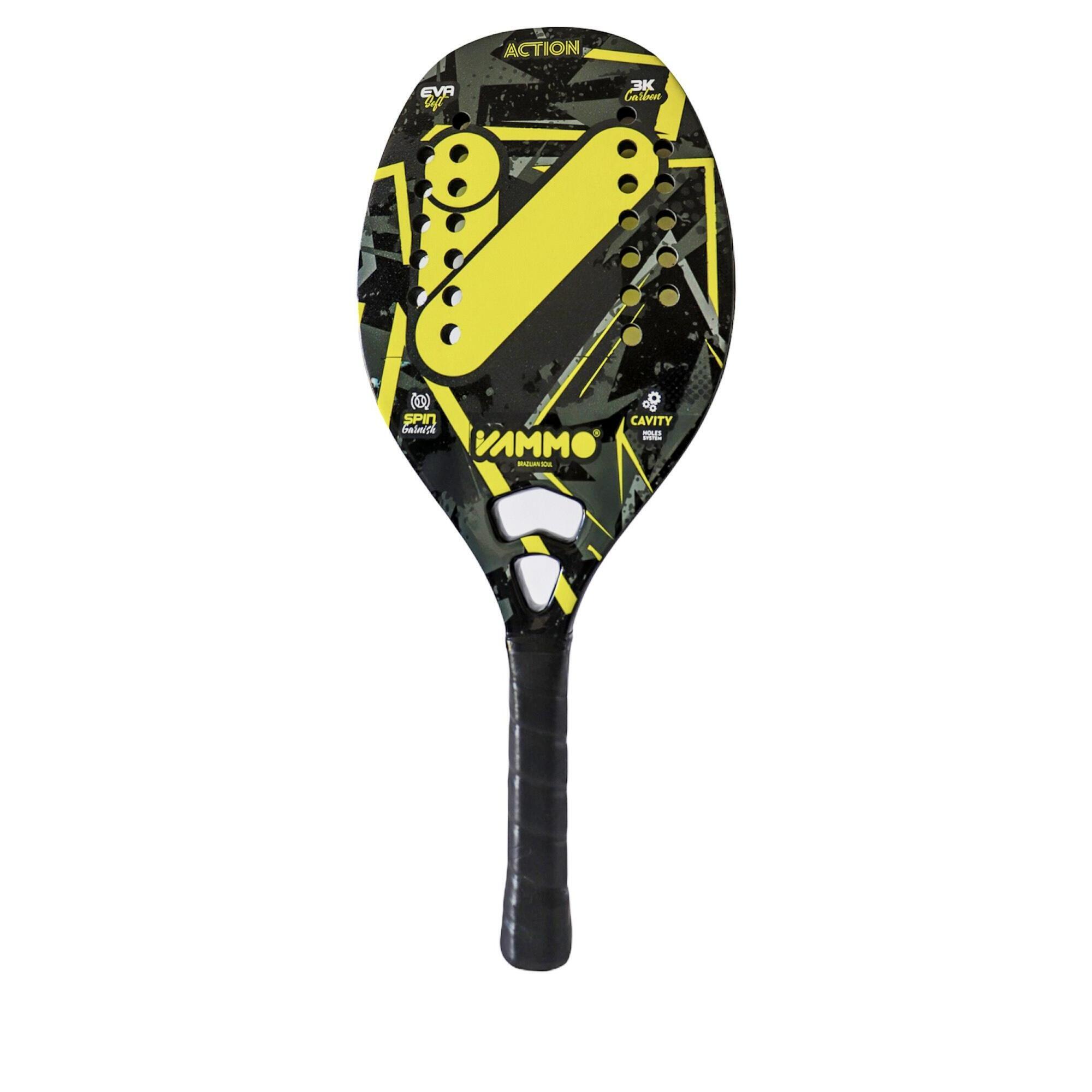 RAQUETE DE TÉNIS DE PRAIA VAMMO ACTION AMARELA CARBONO 3K