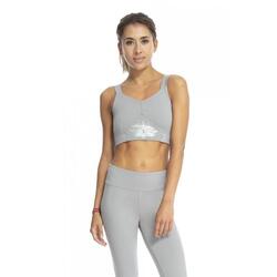 Sujetador-top deportivo fitness mujer ecológico con algas Leser Yoga blanco