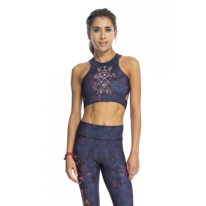 Sujetador top deportivo de mujer para Yoga de poliéster reciclado TERRESTRIAL