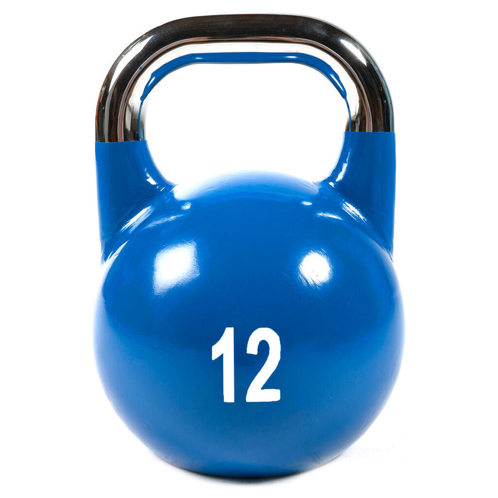 Cast-iron competition kettlebell with painted GladiatorFit logo