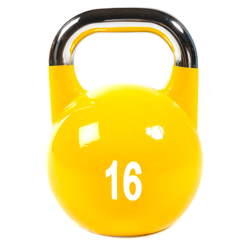 Wettkampf-Kettlebell aus Gusseisen mit aufgemaltem Logo