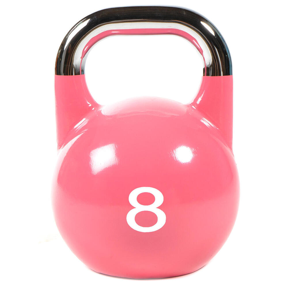 Cast-iron competition kettlebell with painted GladiatorFit logo