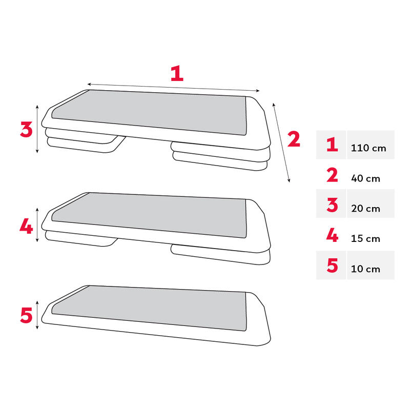 Step 110cm en plastique ajustable 3 hauteurs (15/20/25 cm)