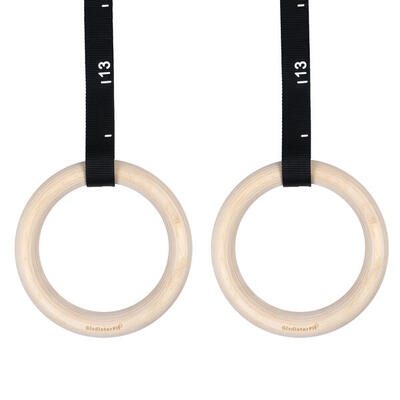 Gymnastikringe Ø 25mm aus Holz mit verstellbarem Gurt GladiatorFit