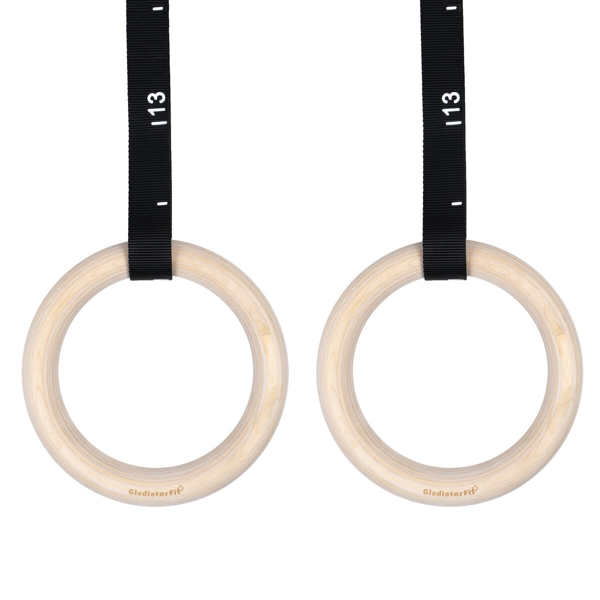 Ø 25mm wooden gymnastic rings with adjustable strap