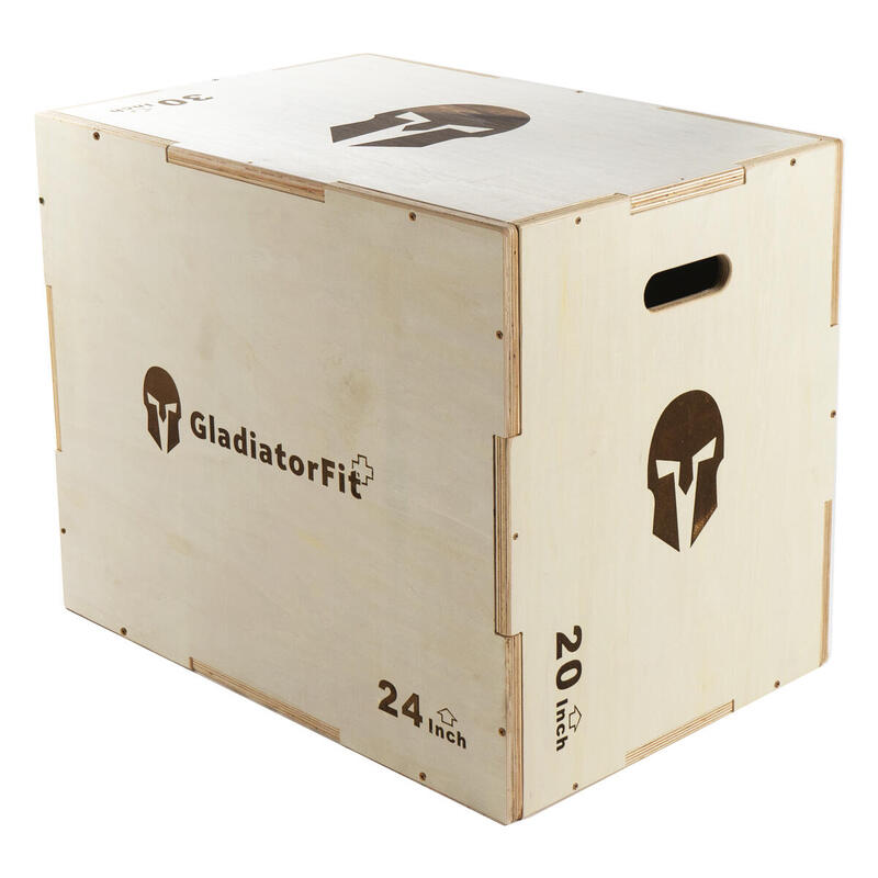 Caja Pliométrica - Gran Caja De Madera 3 En 1 - Grande - 50 X 60 X 75 Cm