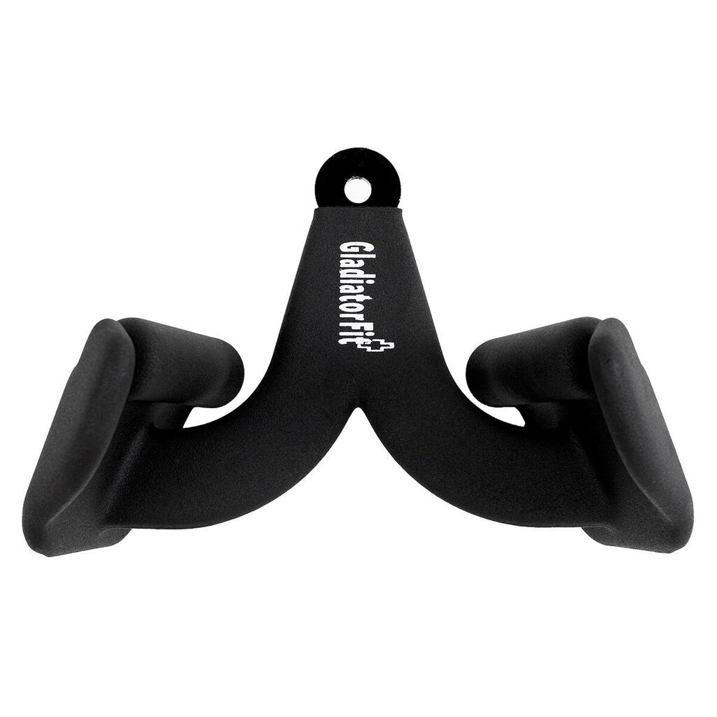 Ergonomic neutral steel handle for GladiatorFit pulley pulls