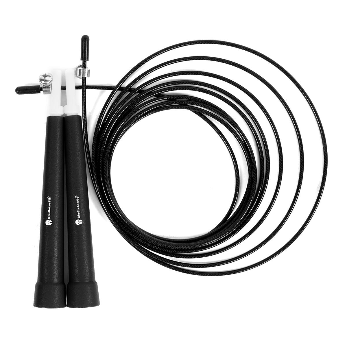 Gladiatorfit - Corde À Sauter En Plastique 180cm Ajustable + Sac "speed Rope" - Corde À Sauter - Noir - Taille Unique - Decathlon