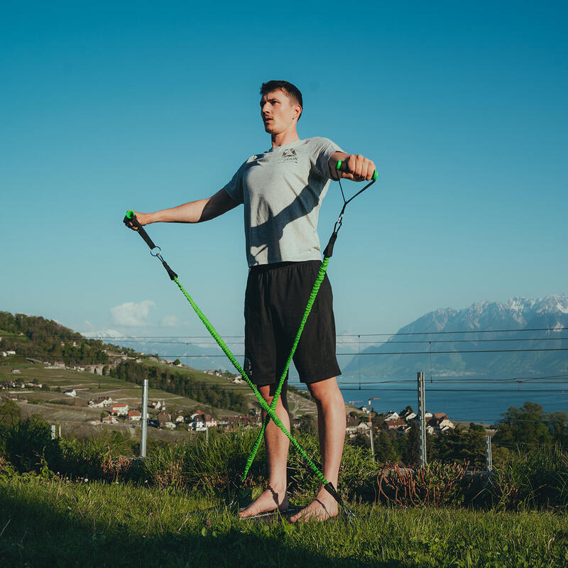 Kit musculation à l'élastique avec planche exercices poids du corps