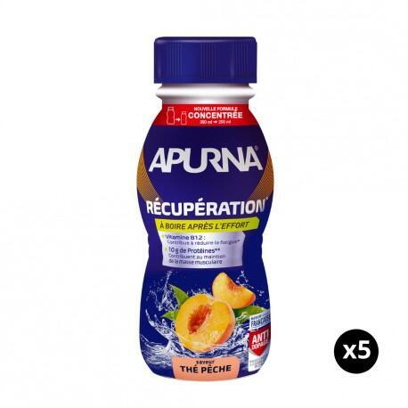 Lot de 5 boissons de récupération thé/pêche bouteille Apurna