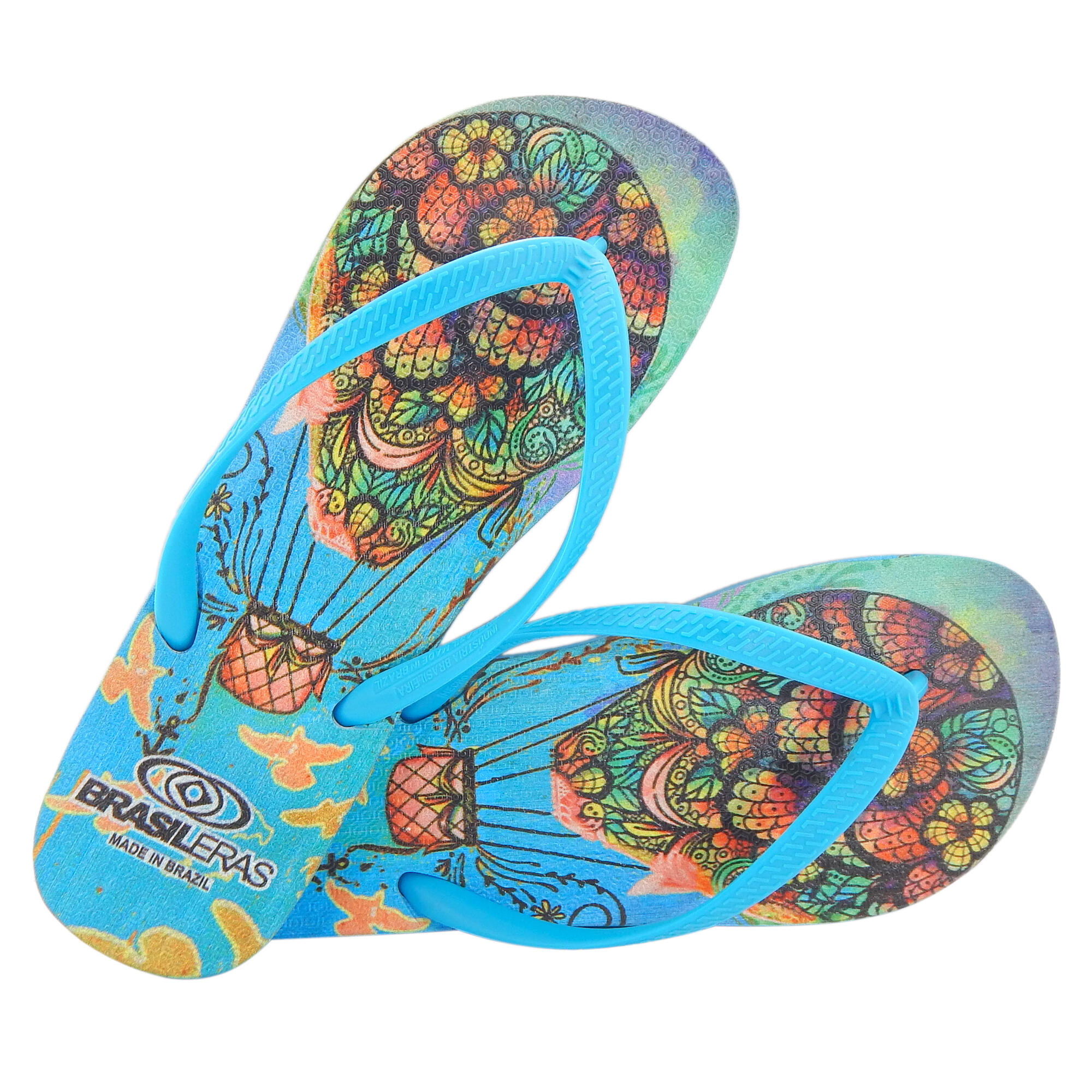 Tongs pour femme Brasileras de couleur bleu ciel avec semelle en gomme 5/5