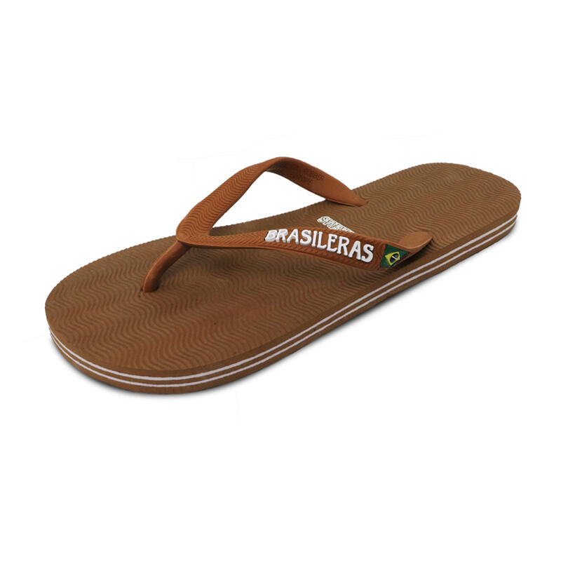 Infradito da spiaggia Brasileras unisex in marrone chiaro con suola in gomma