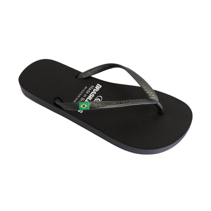 Tongs pour femmes Brasileras de couleur noir avec semelle en gomme