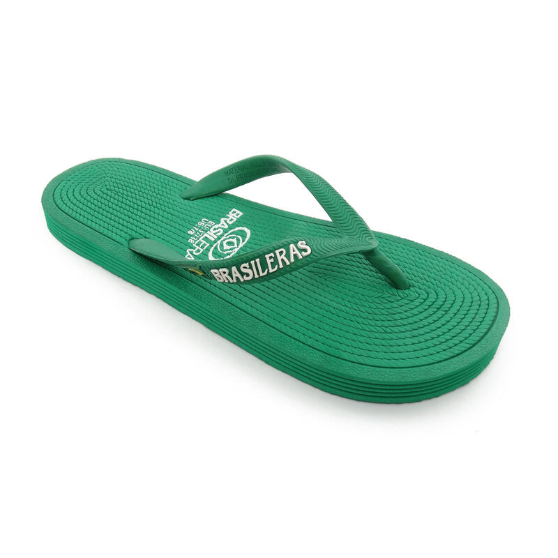 Unisex strandslippers in groen met rubberen zolen