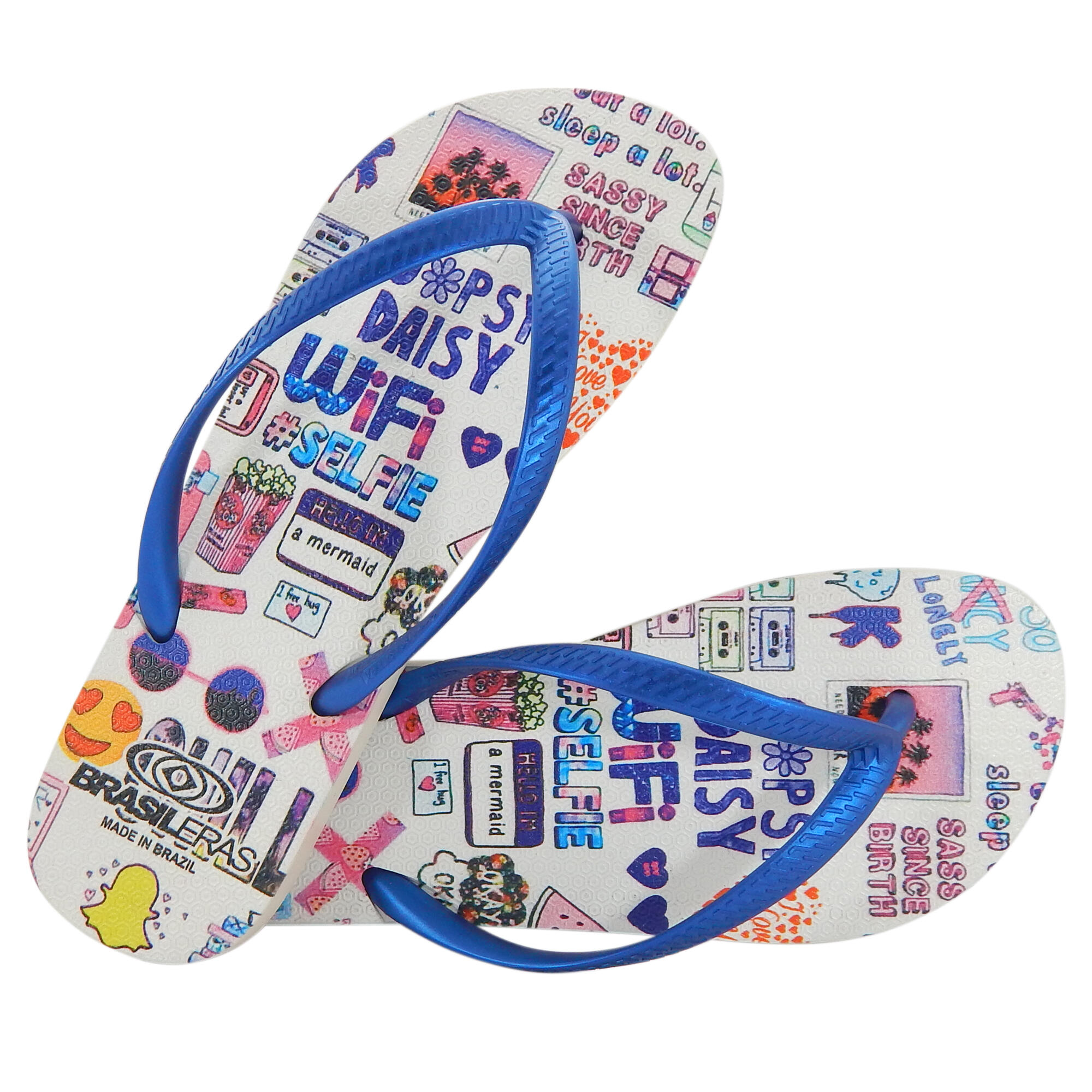 Tongs pour femme Brasileras de couleur bleu royal avec semelle en gomme 4/5