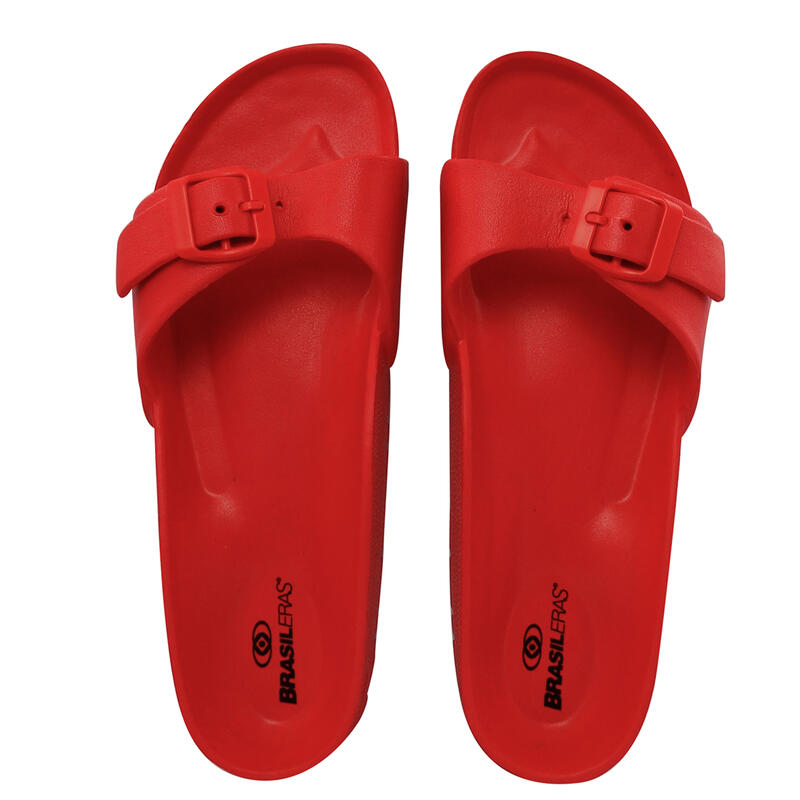 Chinelos de Praia unissex Brasilras de Cor Vermelho com Solo de Drunk Non -Slip