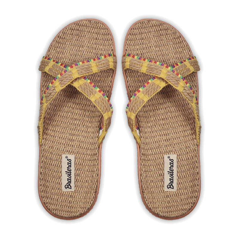 Chinelas de Praia Mulher Brasileras de Cor Amarelo solo de Eva non -Slip