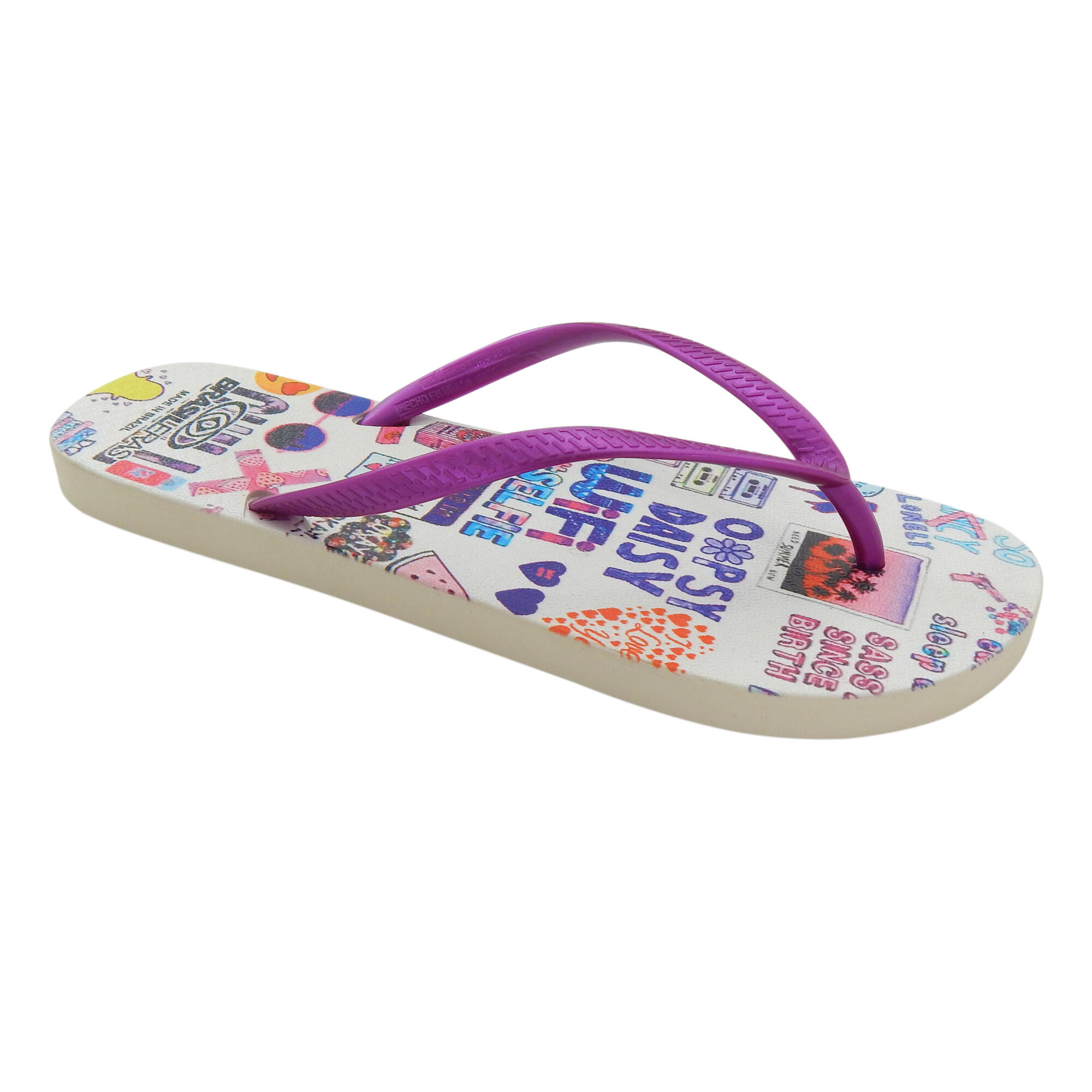 Strandslippers voor dames in lila kleur met rubberen zolen 2/5