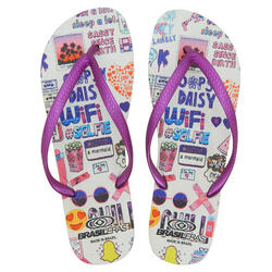 Tongs pour femmes Brasileras de couleur violet avec semelle en gomme