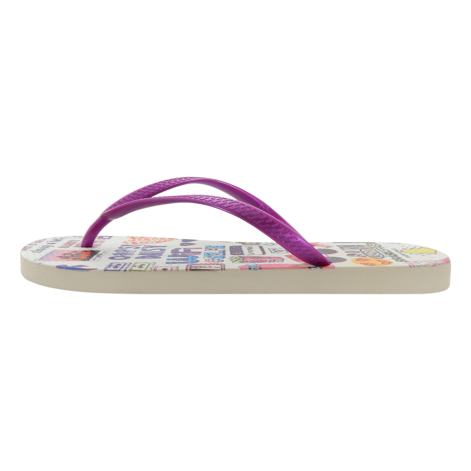 Strandslippers voor dames in lila kleur met rubberen zolen 3/5