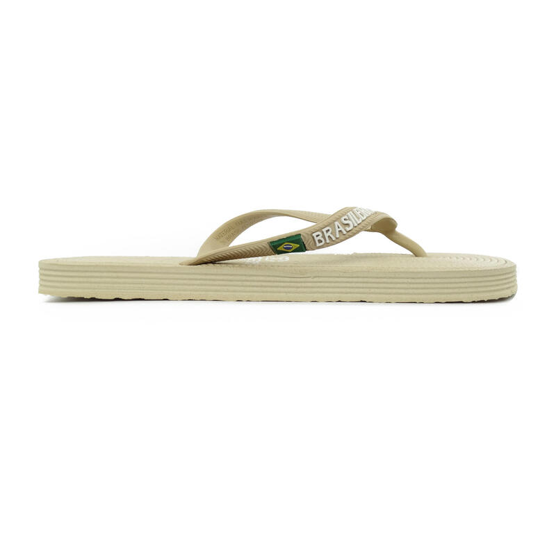 Tongs unisex Brasileras de couleur beige avec semelle en caoutchouc