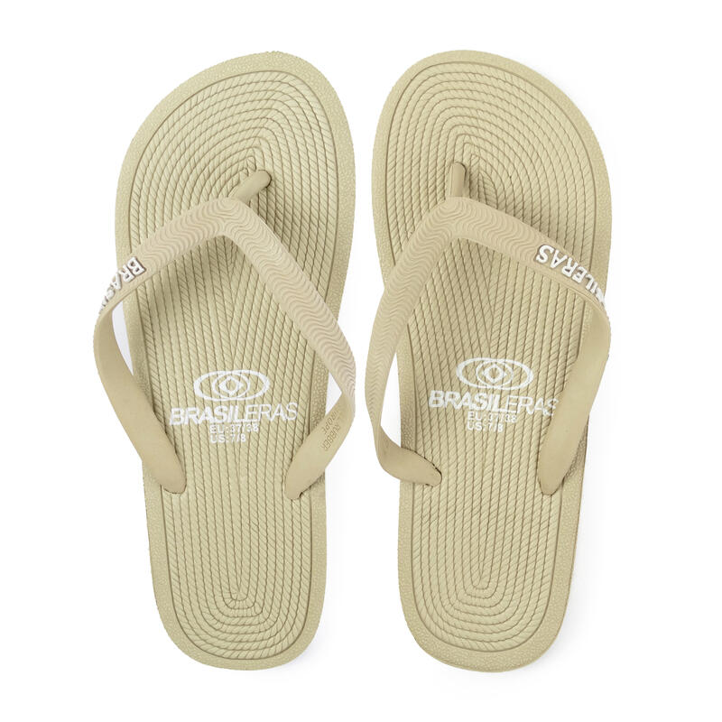 Chanclas De Playa Brasileras Dedo Beige suela goma Antideslizante