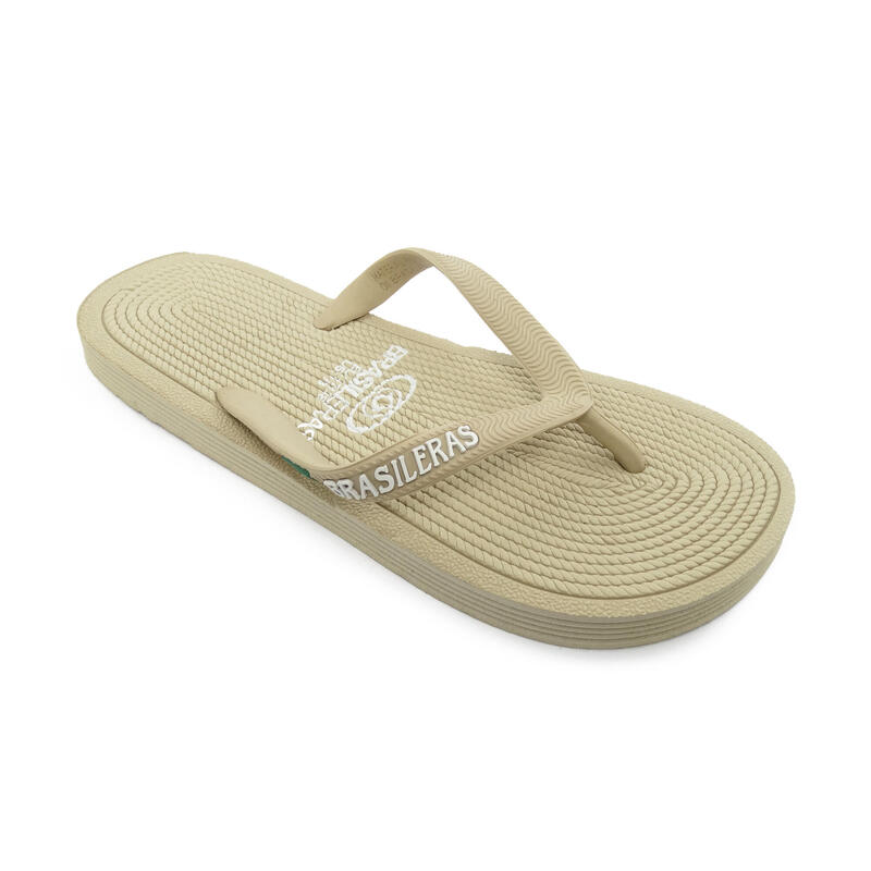 Beige unisex Brasileras strandslippers met rubberen zolen