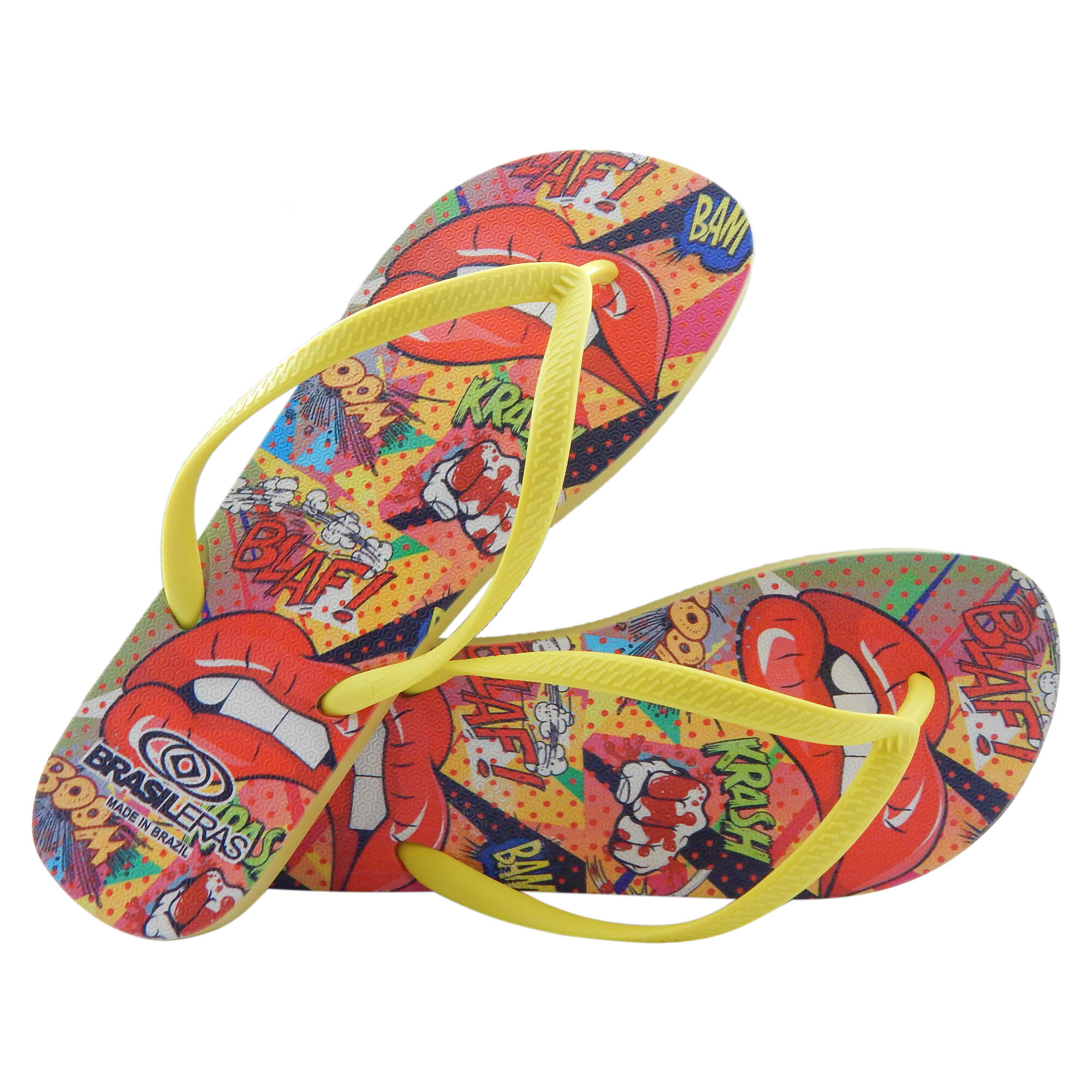 Tongs pour femme Brasileras de couleur jaune avec semelle en gomme 5/5