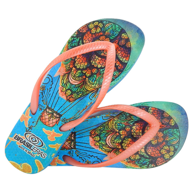 BRASILERAS Damen Flip-Flops für den Strand in Orange mit Gummisohle