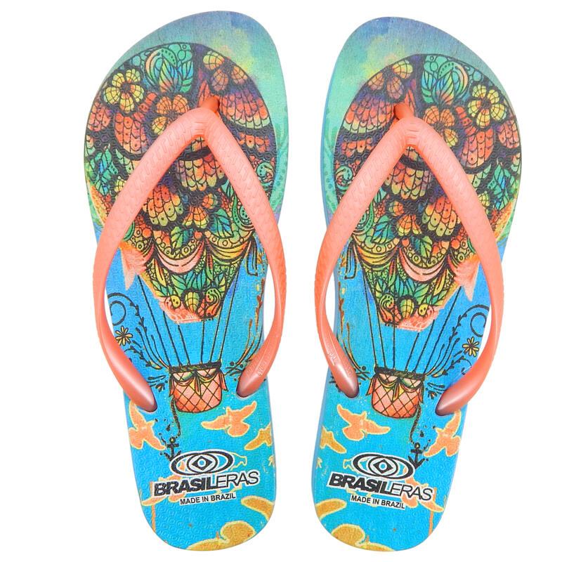 BRASILERAS Damen Flip-Flops für den Strand in Orange mit Gummisohle