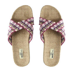 Strandslippers voor dames in lila kleur met rubberen zolen