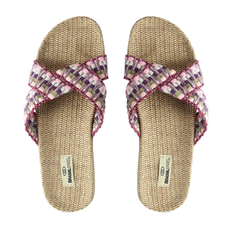 Strandslippers voor dames in lila kleur met rubberen zolen