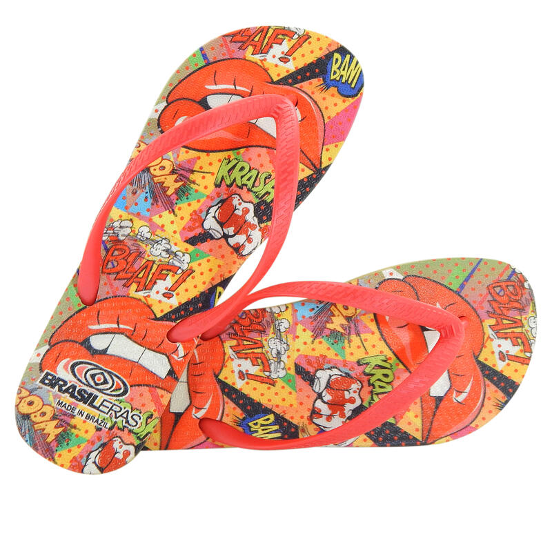 Brasileras teenslippers voor dames in rood met rubberen zolen