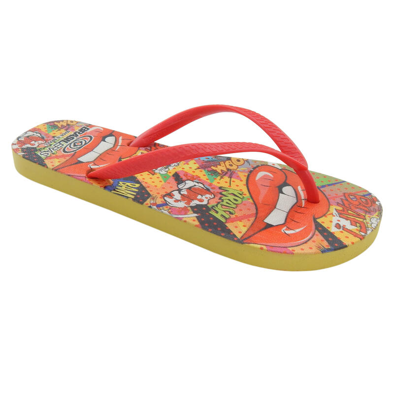 Brasileras teenslippers voor dames in rood met rubberen zolen