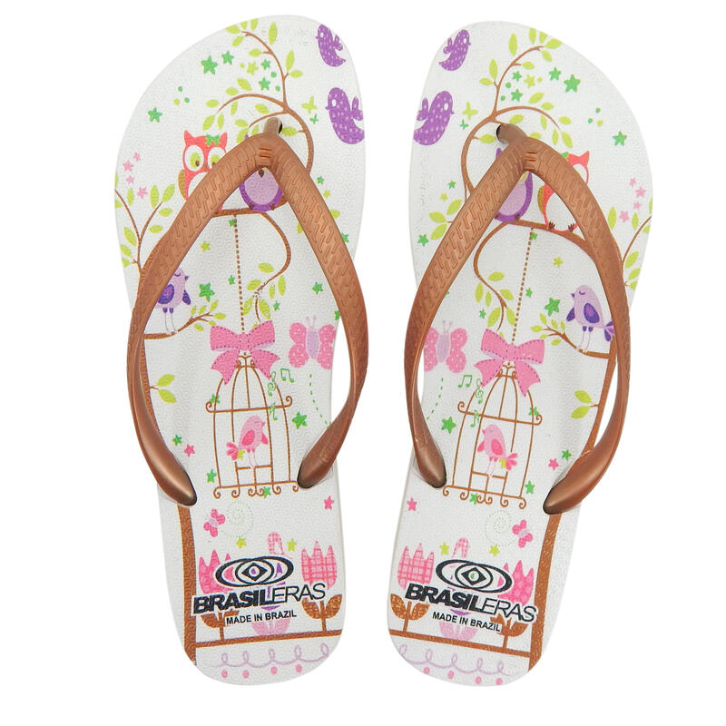 Brasileras teenslippers voor dames in bruin met rubberen zolen