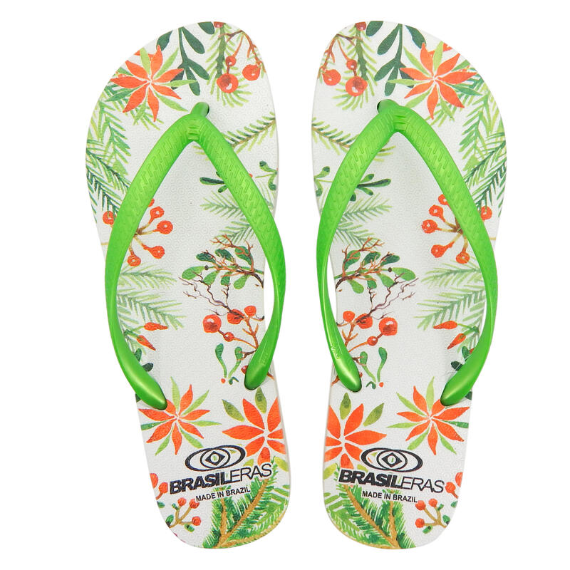 Strandslippers voor dames in groen met rubberen zolen