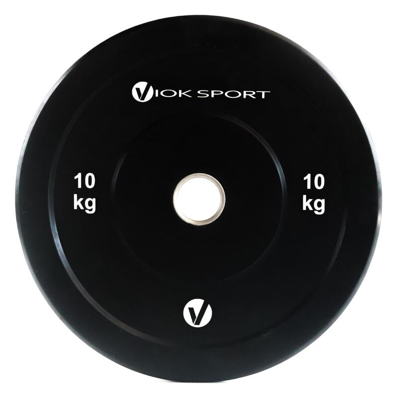 Disco bumper olímpico negro de halterofilia 10 kg Viok Sport