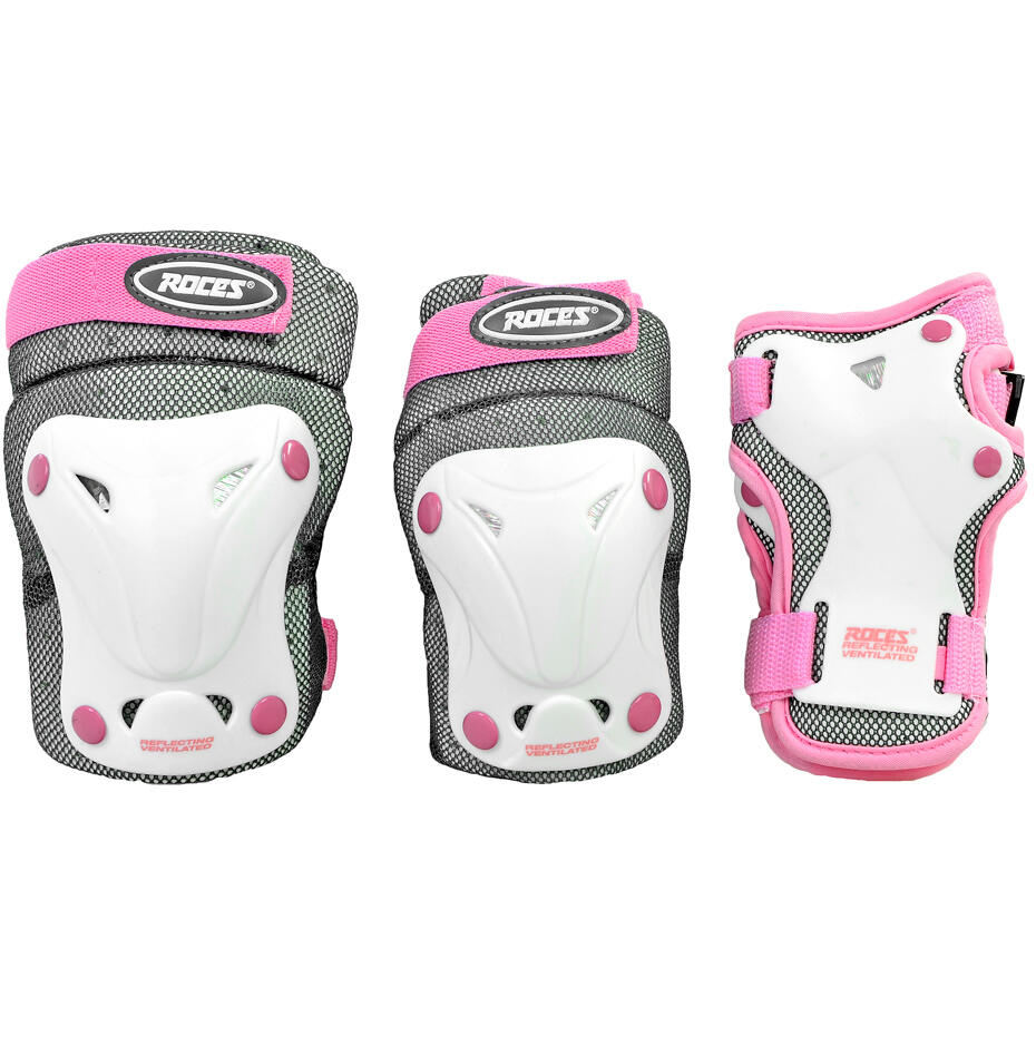 Ventilated - Skatebescherming - 3-pack - Kinderen - Wit - Roze 2/5