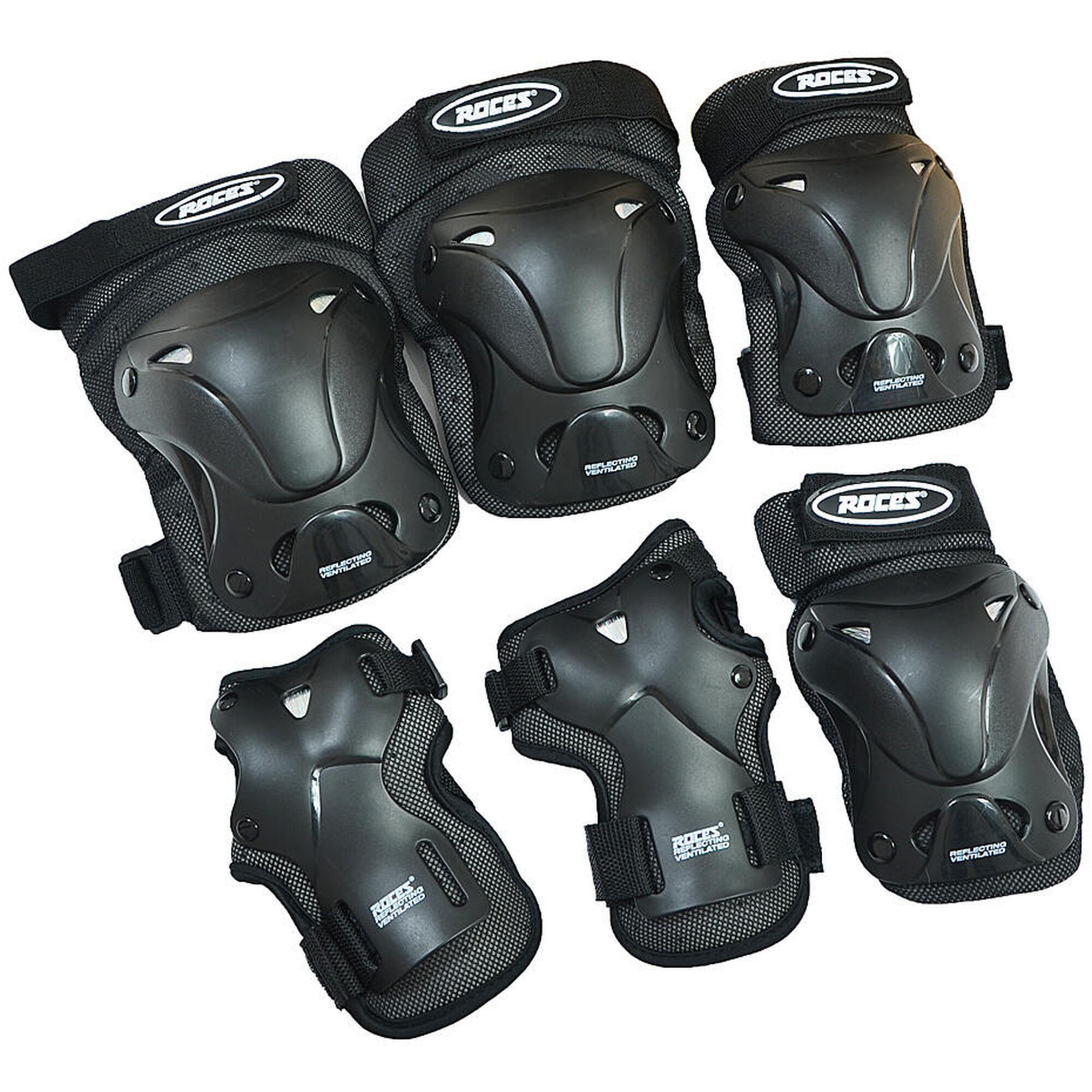 Conjunto de proteções Preto Adulto Roces Ventilated