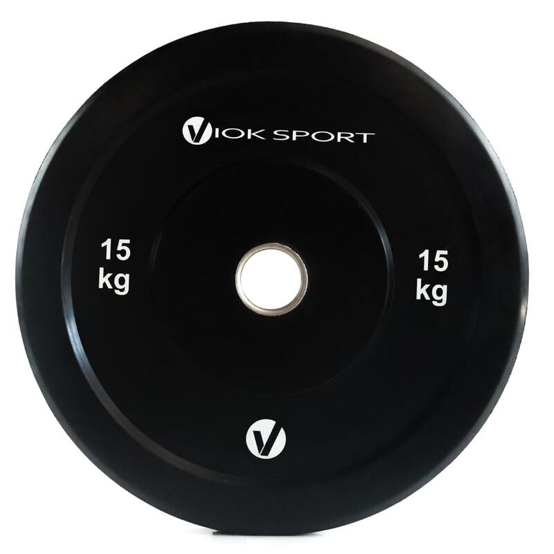 Disco Bumper Olímpico de halterofilia 15 kg Viok Sport Negro