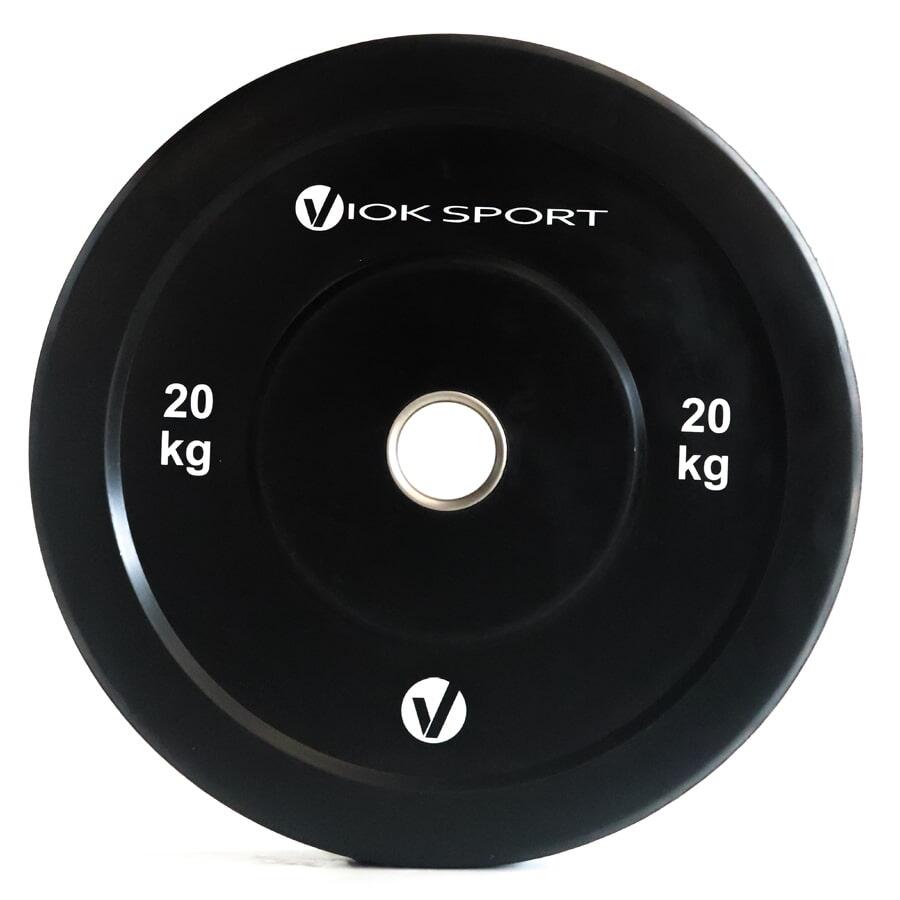 Disco olímpico bumper preto de halterofilismo 20kg Viok Sport