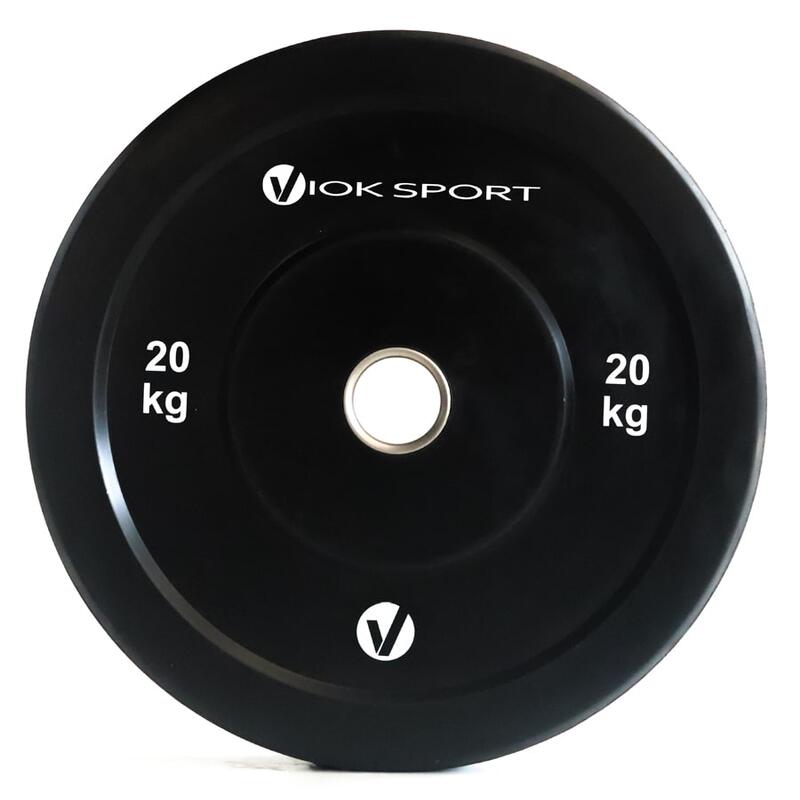 Disco olímpico bumper negro de halterofilia 20kg Viok Sport
