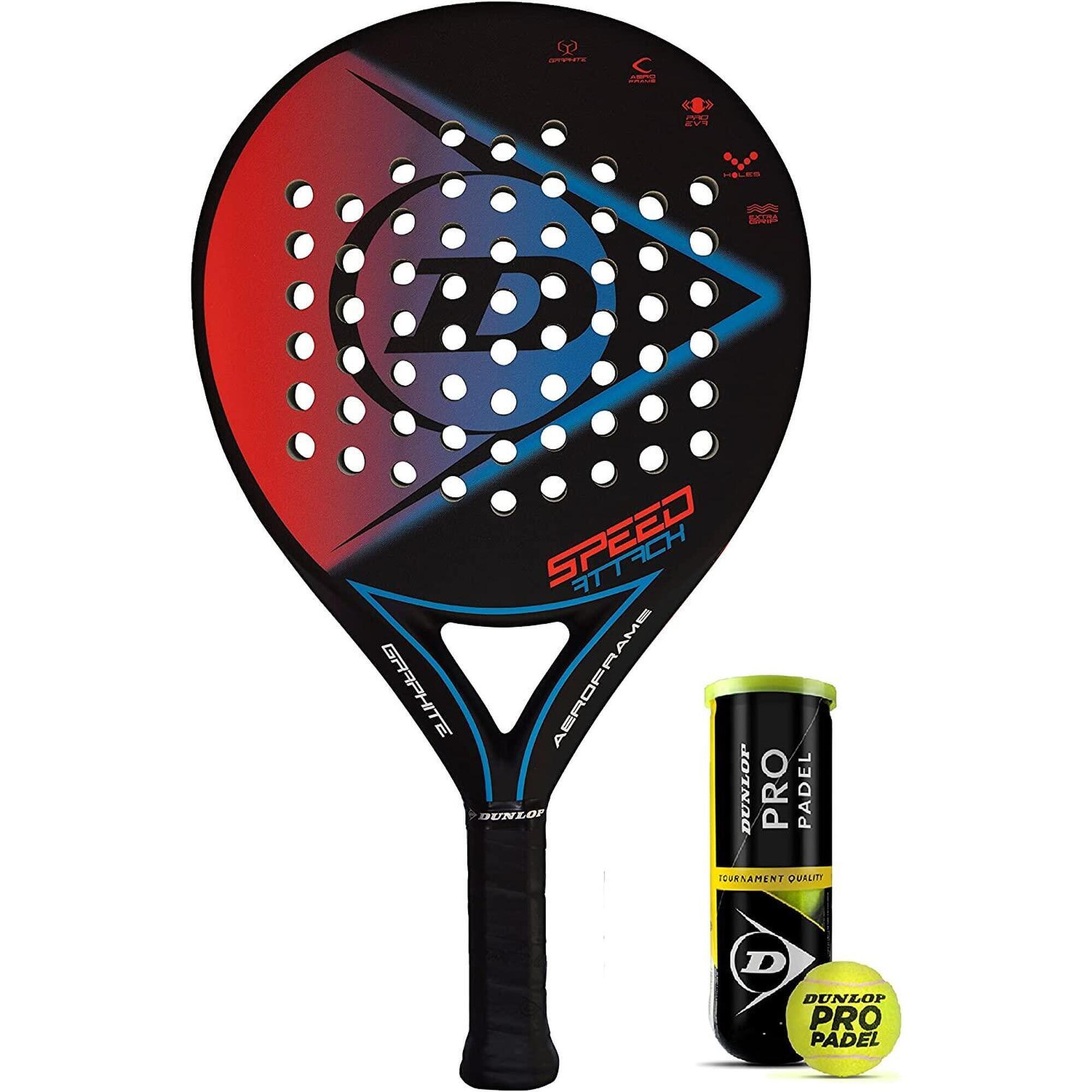 Dunlop Speed Attack Padel Racket & 3 Padel Balls 1/3