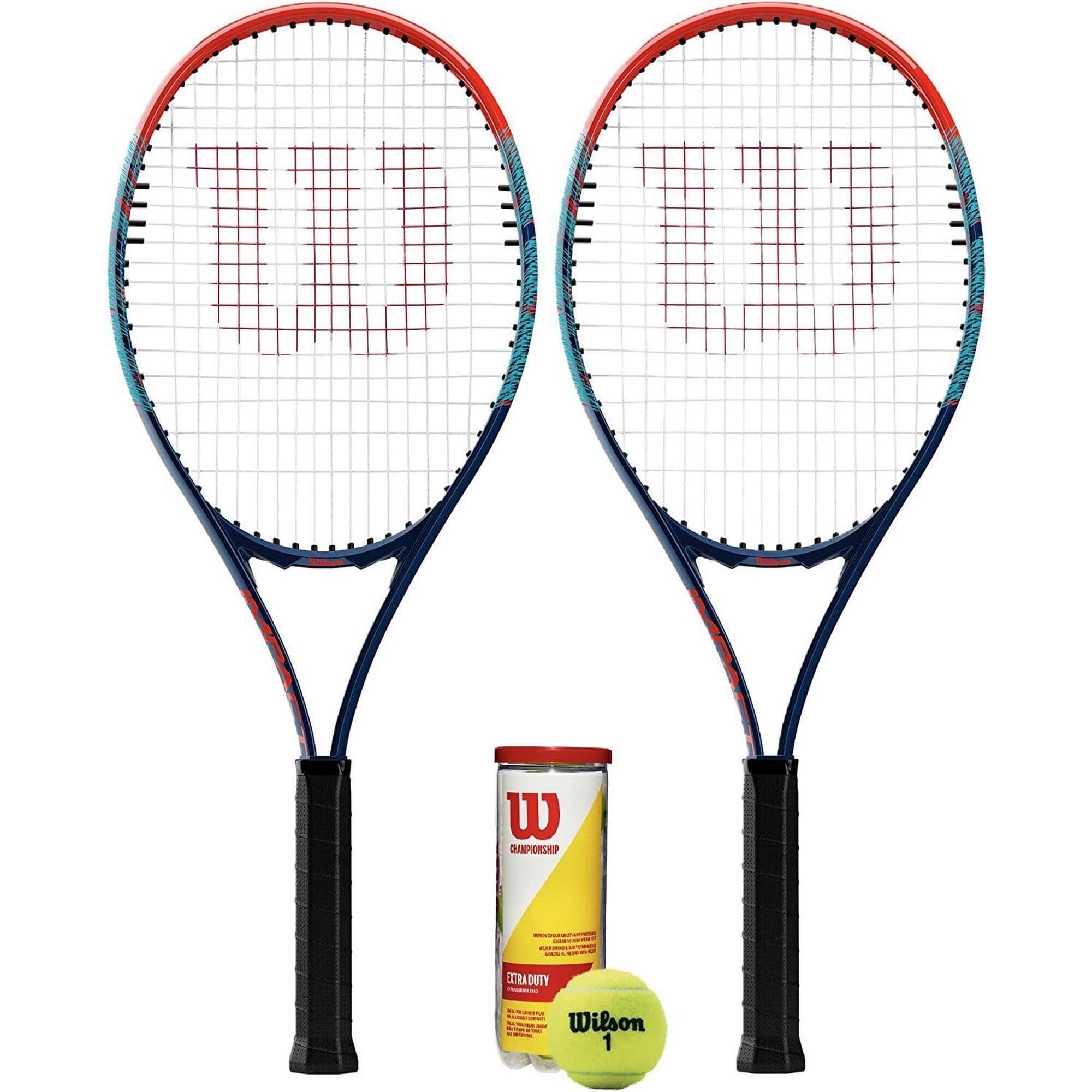 WILSON Wilson Impact 2 Player Tennis Racket Set Inc 3 Tennis Balls