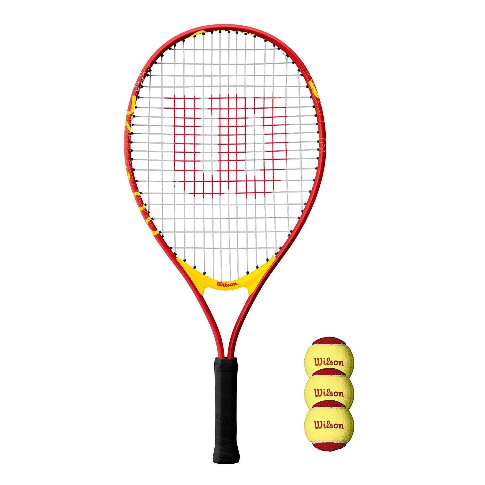 WILSON Wilson US Open 23" Junior Tennis Racket + 3 Beginner Tennis Balls