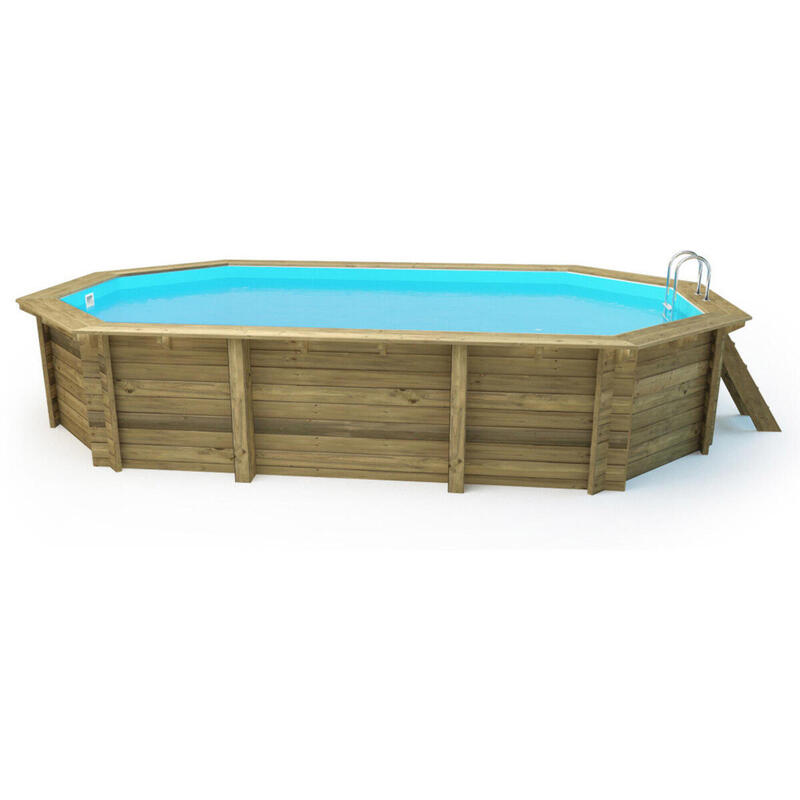 Piscina de madera " Brazilia " 5,86 x 3,86 x 1,20 m - Cubierta con burbujas 180