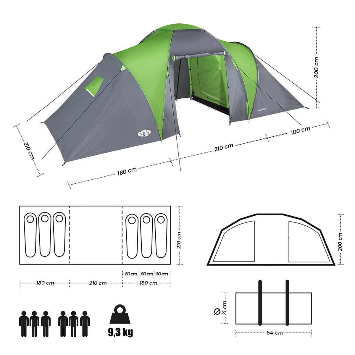 Nils Camp Hoogland Kampeertent NC6031 4/7