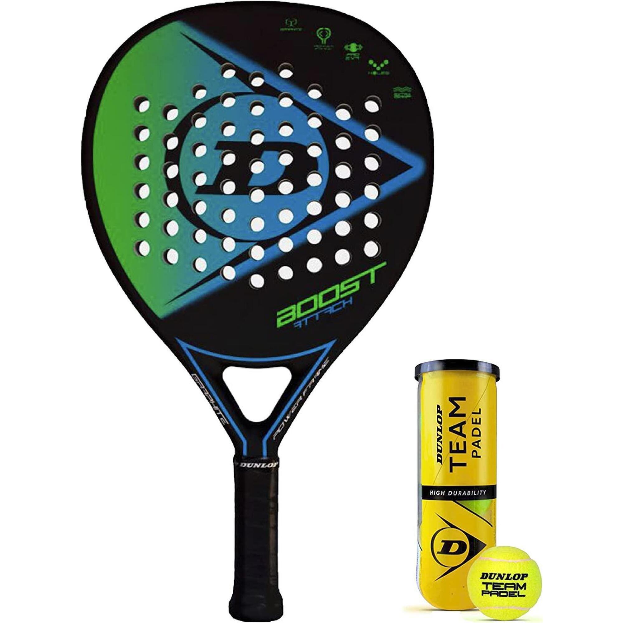 DUNLOP Dunlop Boost Attack 2.0 Padel Racket, inc 3 Padel Balls