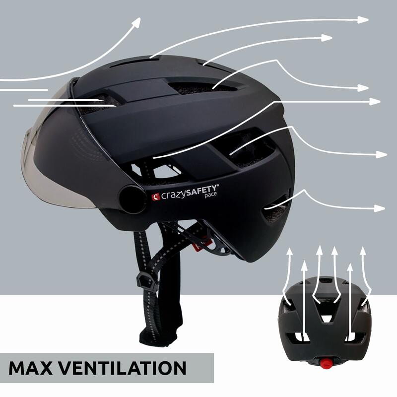 E-bike helm met vizier en LED licht | Maat L (55-61cm) | EN1078 gecertificeerd