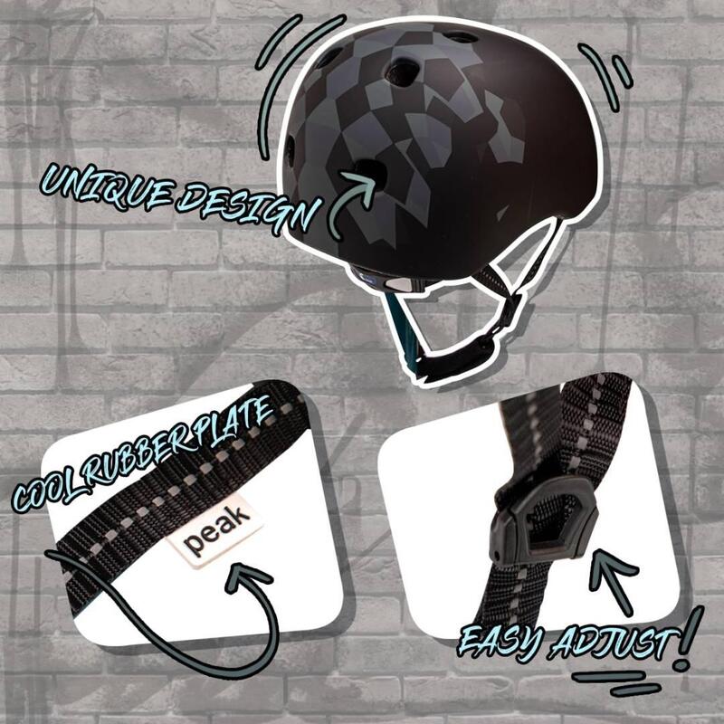 Casco de Bici y Skate para Adolescentes y Adultos| Negro Cuadrados S/M |EN 1078